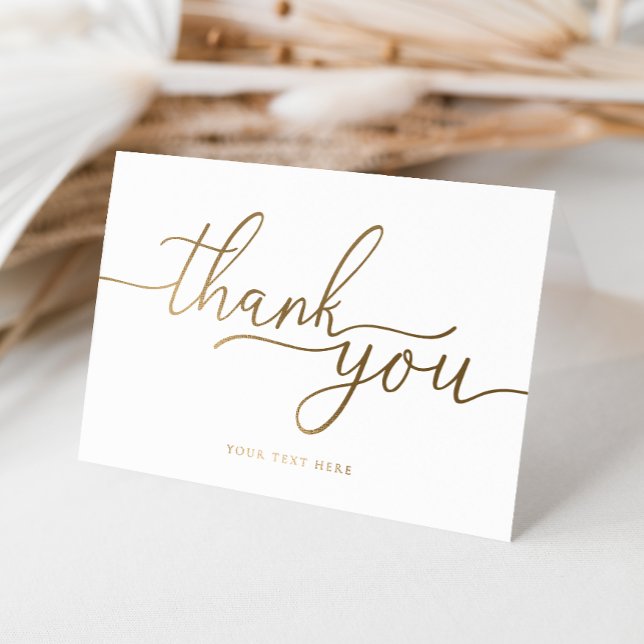 Tarjeta Con Relieve Metalizado Gracias doblado (Thank You Folded Card Gold Foil)