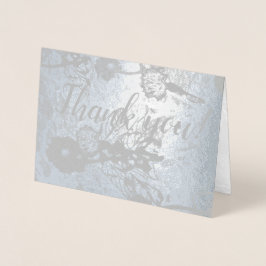 Tarjeta Con Relieve Metalizado "Gracias" en Bodas de Flor de Plata