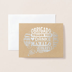 Tarjeta Con Relieve Metalizado Gracias en la tarjeta de felicitación de Relieve m