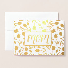 Tarjeta Con Relieve Metalizado Gracias, Mamá. Pintura de Tulipán de Lujo