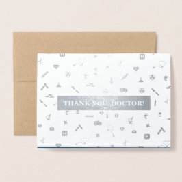 Tarjeta Con Relieve Metalizado Gracias, Médica. Lujo de la Carnación Roja