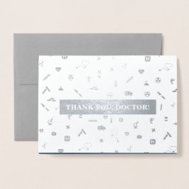 Tarjeta Con Relieve Metalizado Gracias, Médica. Lujo de la Carnación Roja