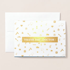 Tarjeta Con Relieve Metalizado Gracias, Médica. Lujo de la Carnación Roja