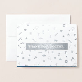 Tarjeta Con Relieve Metalizado Gracias, Médica. Lujo de la Carnación Roja