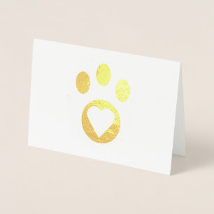 Tarjeta Con Relieve Metalizado Gracias Meowy Cat Paw Heart Cute Personalize