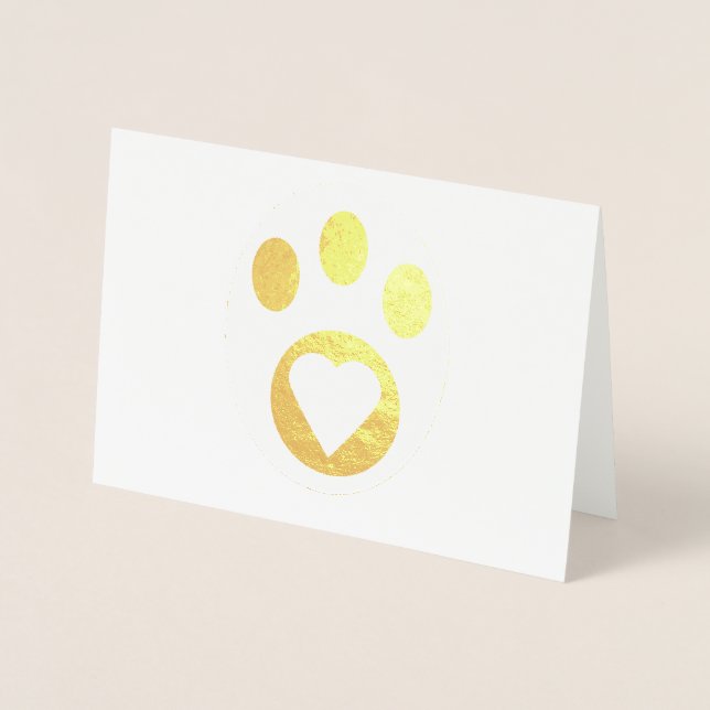 Tarjeta Con Relieve Metalizado Gracias Meowy Cat Paw Heart Cute Personalize (Anverso)