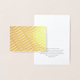 Tarjeta Con Relieve Metalizado Gracias Patrón Simple Typografía Mínima Doblado