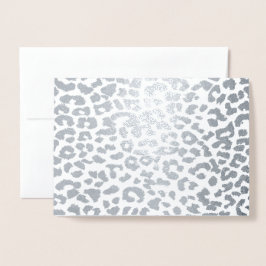 Tarjeta Con Relieve Metalizado Gracias PixDezines Silver Leopard Spots