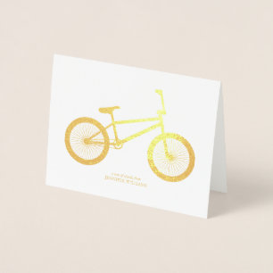 Tarjeta Con Relieve Metalizado Gracias por la bicicleta
