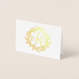 Tarjeta Con Relieve Metalizado Gracias por la guerra de monogramas