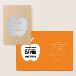 Tarjeta Con Relieve Metalizado Gracias, Profesor. Cita docente | Apple Luxury