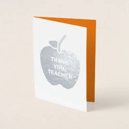Tarjeta Con Relieve Metalizado Gracias, Profesor. Cita docente | Apple Luxury
