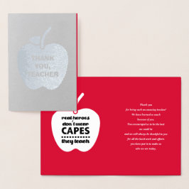 Tarjeta Con Relieve Metalizado Gracias, Profesor. Lujo