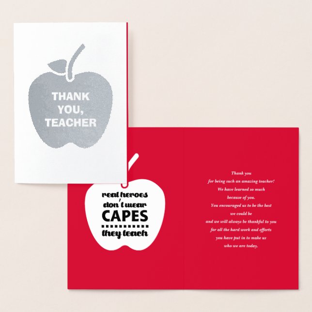 Tarjeta Con Relieve Metalizado Gracias, Profesor. Lujo (Demostración)