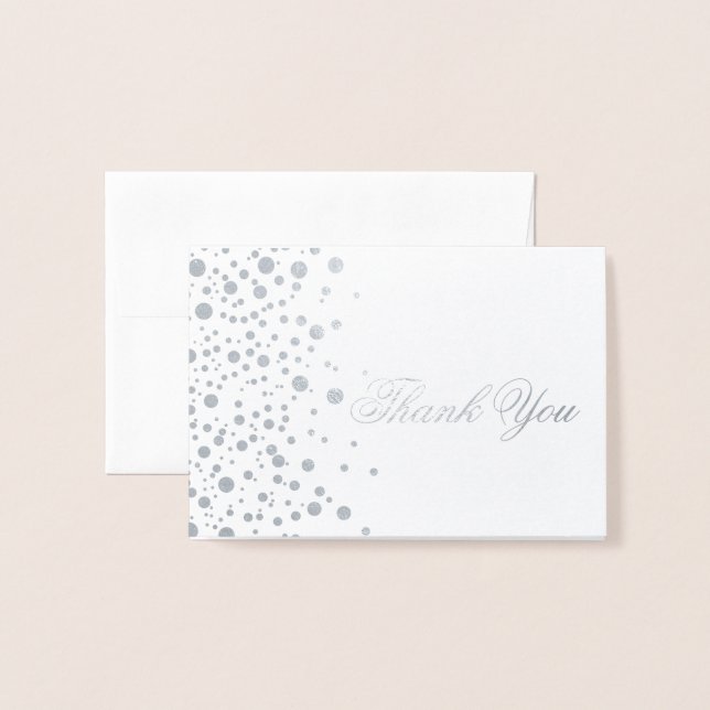 Tarjeta Con Relieve Metalizado Gracias puntos de Relieve metalizado plateado (Anverso con sobre)