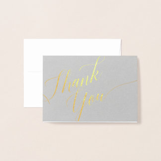 Tarjeta Con Relieve Metalizado Gracias Script Mini (3.5"x5") Tarjeta de Relieve m