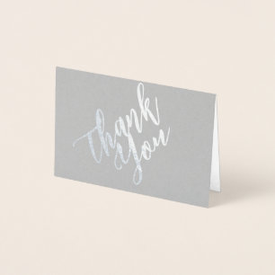Tarjeta Con Relieve Metalizado Gracias Script Mini (3.5"x5") Tarjeta de Relieve m