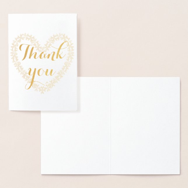 Tarjeta Con Relieve Metalizado Gracias Simple Blank Cute Heart White (Demostración)