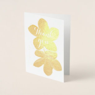 Tarjeta Con Relieve Metalizado Gracias Simple Blank Floral White