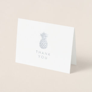 Tarjeta Con Relieve Metalizado Gracias Simplemente piña plateada