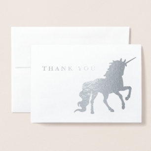Tarjeta Con Relieve Metalizado Gracias Unicorn Birthday Silver