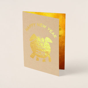 Tarjeta Con Relieve Metalizado Gracioso 2 Personalizado Año Cerdo Zodiac Cumpleañ