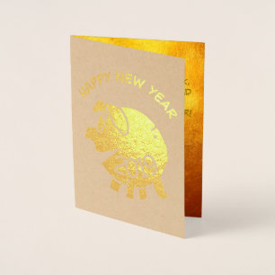 Tarjeta Con Relieve Metalizado Gracioso 3 Personalizados Año Cerdo Zodiac Cumplea