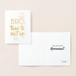 Tarjeta Con Relieve Metalizado Gracioso Groomsman o el Mejor Hombre - Bro Tiempo 