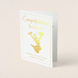 Tarjeta Con Relieve Metalizado Graduación de oro para Chicas afroamericanos