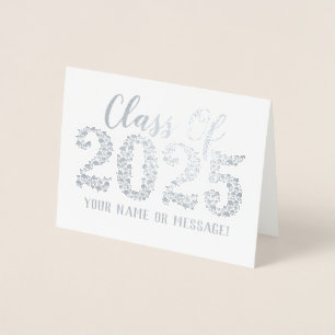 Tarjeta Con Relieve Metalizado Graduación del Relieve metalizado plateado de los