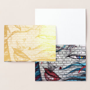 Tarjeta Con Relieve Metalizado Grafiti de chica asiática