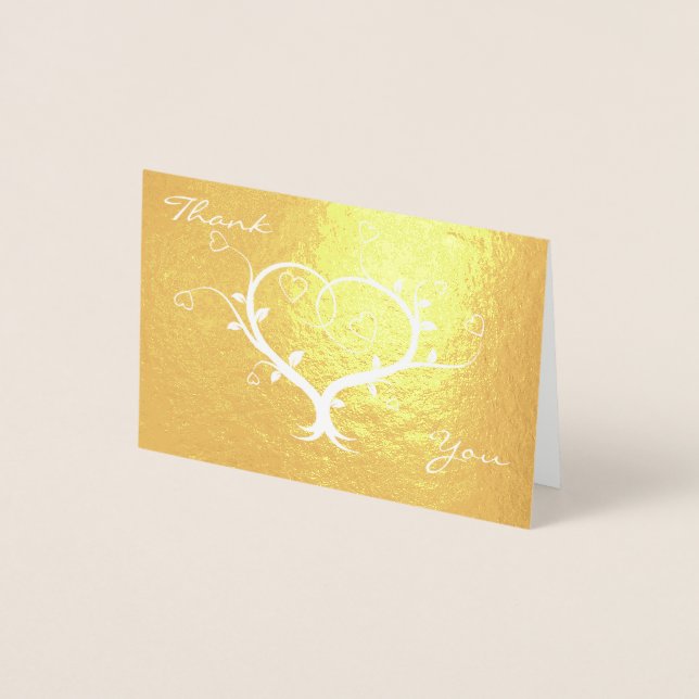 Tarjeta Con Relieve Metalizado Gran Corazón Floral (Anverso)