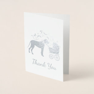 Tarjeta Con Relieve Metalizado Great Dane Baby Shower