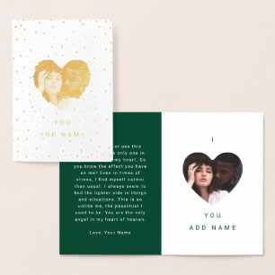 Tarjeta Con Relieve Metalizado Green I Love You Luxury Photo Text Valentines