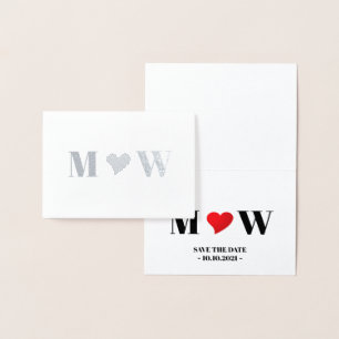 Tarjeta Con Relieve Metalizado Guardar el monograma de la pareja de personalizado