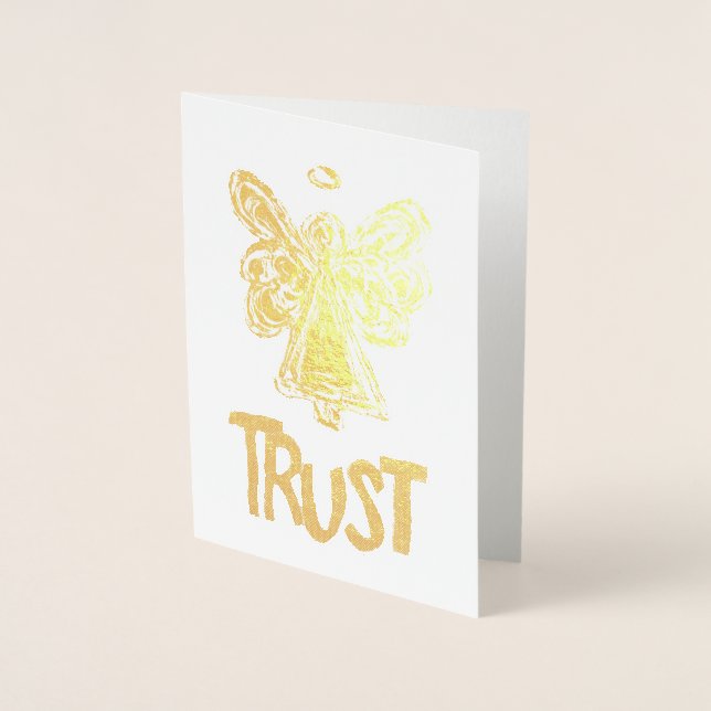 Tarjeta Con Relieve Metalizado Guardian Angel Inspirador Trust Gold Cards (Anverso)