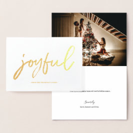 Tarjeta Con Relieve Metalizado Guión alegre personalizado Foto familiar Navidad