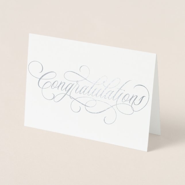 Tarjeta Con Relieve Metalizado Guión de felicitaciones elegantes (Anverso)