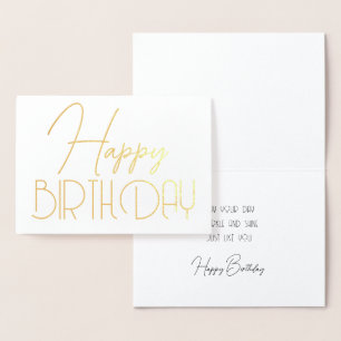 Tarjeta Con Relieve Metalizado Guión de Moda de cumpleaños feliz Glam Silver míni