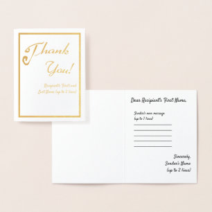 Tarjeta Con Relieve Metalizado Guión de pincel curvo Personalizado Gracias Oro