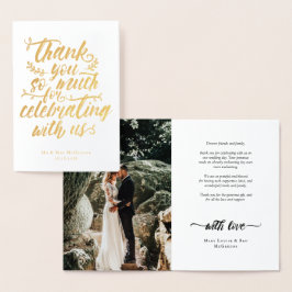 Tarjeta Con Relieve Metalizado Guión de Pincel encantador Gracias Boda