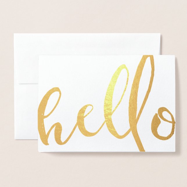 Tarjeta Con Relieve Metalizado Guión de Relieve metalizado dorado de Hello (Anverso con sobre)