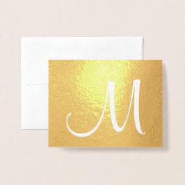 Tarjeta Con Relieve Metalizado Guión estilo Monograma Dorado plegado inicial