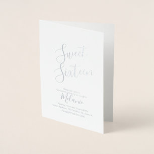 Tarjeta Con Relieve Metalizado Guión simple de dulces dieciséis