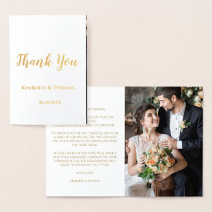 Tarjeta Con Relieve Metalizado Guión simple Gracias Boda Foto