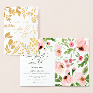 Tarjeta Con Relieve Metalizado Hacemos acuarela floral y boda de Relieve metaliza