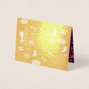 Tarjeta Con Relieve Metalizado Halloween
