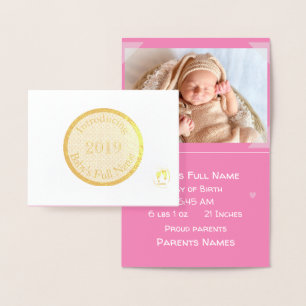 Tarjeta Con Relieve Metalizado HAMbWG - Anuncio de nacimiento del bebé