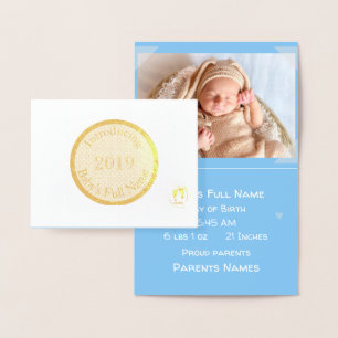 Tarjeta Con Relieve Metalizado HAMbWG - Anuncio de nacimiento del bebé