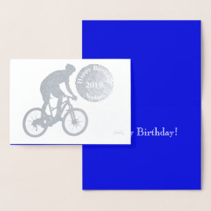 Tarjeta Con Relieve Metalizado HAMbWG - Cumpleaños del ciclista